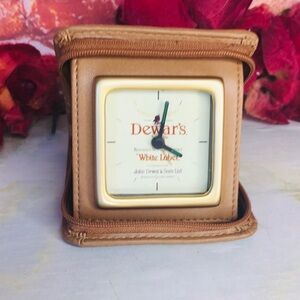 Vintage Dewers Zippered Leather Travel Alarm Clock